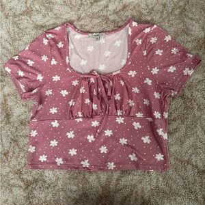 large Papaya pink keyhole cropped blouse